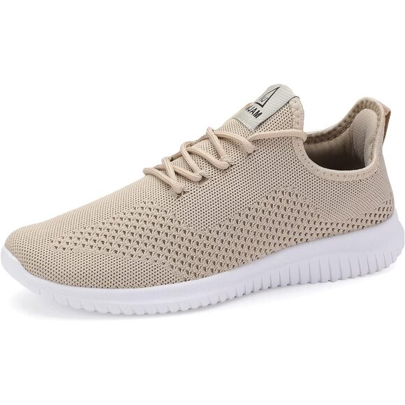 Men's Off White Ultra Lightweight Breathable Walking Athletic Fashion Sneakers